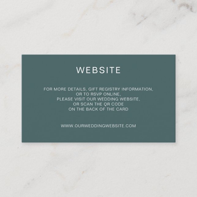 Elegant minimal teal QR Code website Enclosure Card (Front)