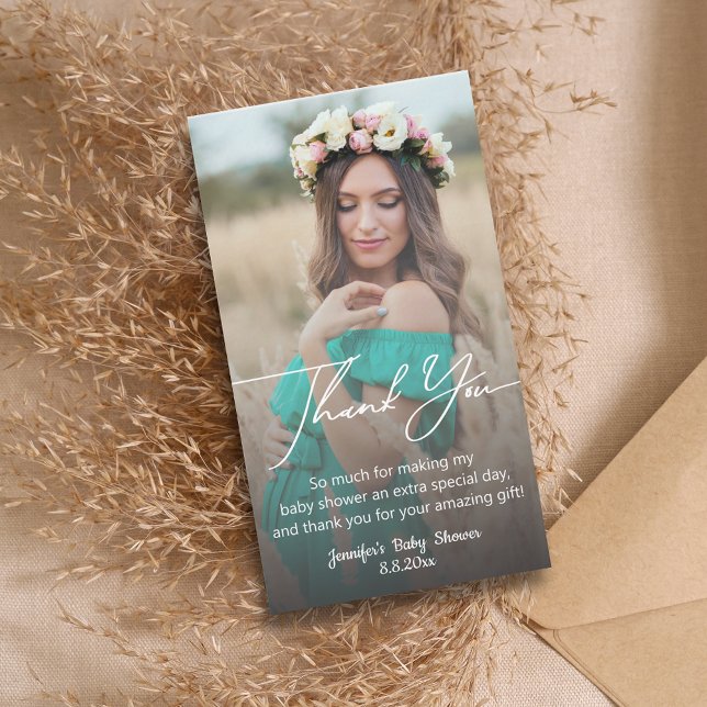 elegant minimal thank you baby shower faded photo card (Creator Uploaded)
