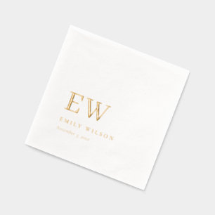 Elegant Minimal Topography Custom Monogram Foil Napkins
