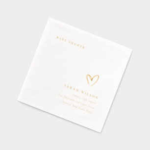 Elegant Minimal Topography Heart Baby Shower Foil Napkins