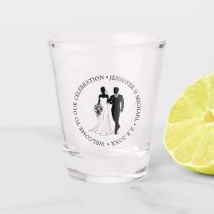 elegant minimal typography wedding couple modern shot glass