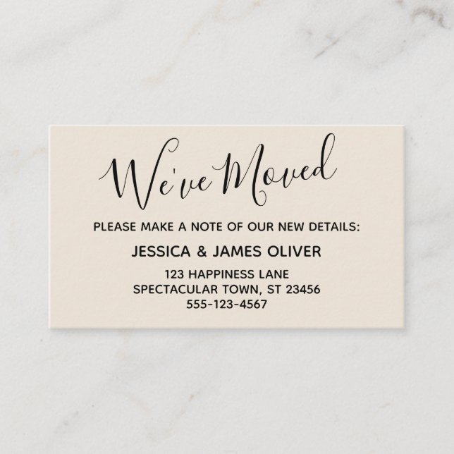 Elegant, Minimal Typography "We've Moved" Card (Front)