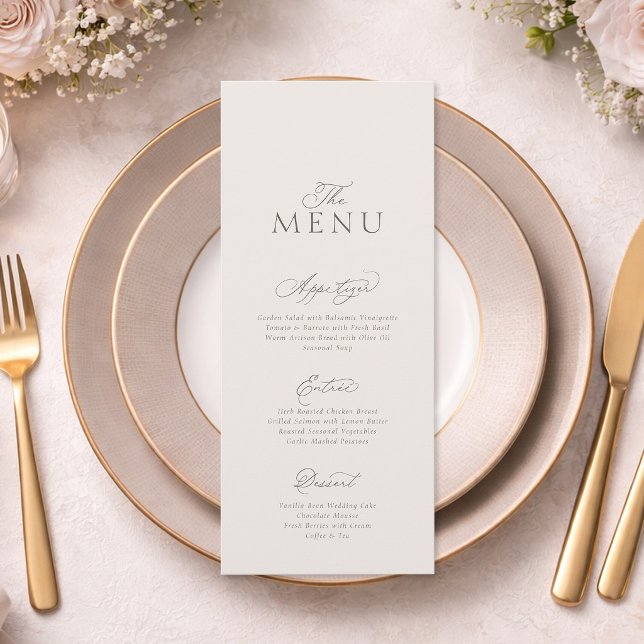 Elegant Minimal Vertical Wedding Menu Card (Creator Uploaded)