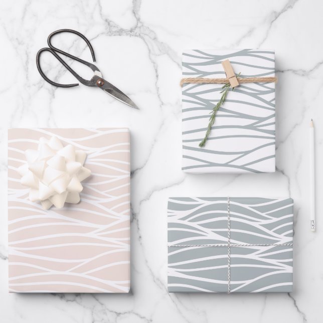 Elegant Minimal Water Waves Wrapping Paper Sheet (Front)