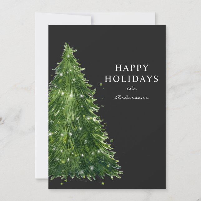 elegant minimal watercolor christmas tree holidays (Front)