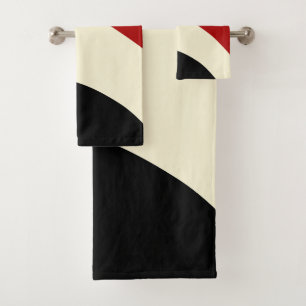 Elegant minimal wave in Red, Black, and Cream Bath Towel Set