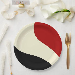 Elegant minimal wave in Red, Black, and Cream Paper Plate