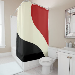 Elegant minimal wave in Red, Black, and Cream Shower Curtain