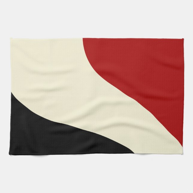 Elegant minimal wave in Red, Black, and Cream Tea Towel (Horizontal)