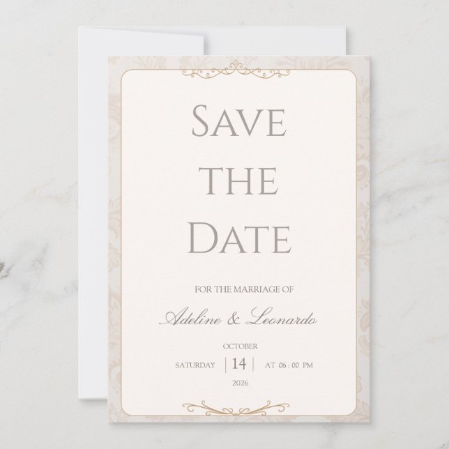 Elegant Minimal Wedding card save the date  (Front)