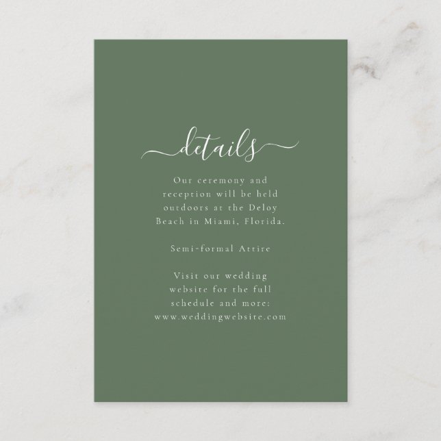 Elegant Minimal Wedding Details Enclosure Card (Front)