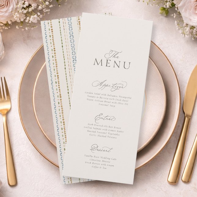 Elegant Minimal Wedding Menu Card with Pattern (Creator Uploaded)