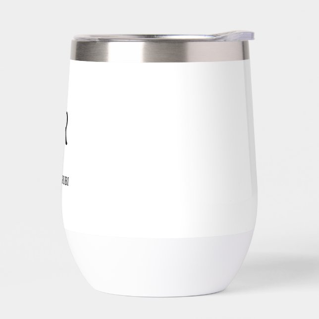 Elegant Minimal Wedding Monogram Thermal Wine Tumb (Left)
