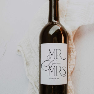 Elegant Minimal Wedding Personalised Wine Label