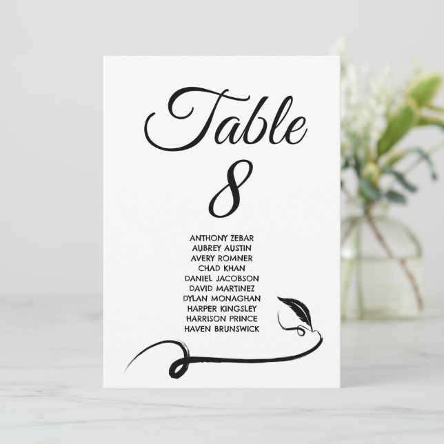 Elegant Minimal Wedding Table Seating Chart Cards (Standing Front)