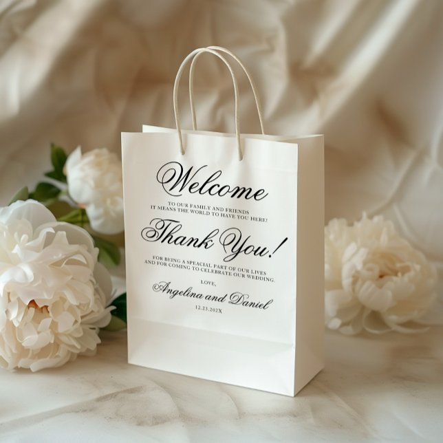 Elegant Minimal Wedding Welcome  Medium Gift Bag (Creator Uploaded)