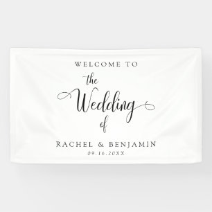 Elegant Minimal Welcome Wedding Fancy Script black Banner
