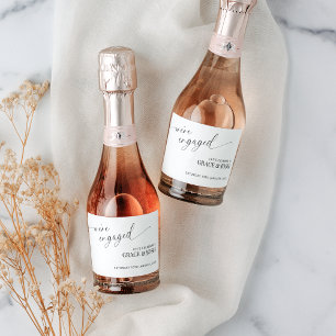 Elegant Minimal We're Engaged Engagement Party Sparkling Wine Label