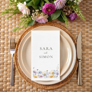 Elegant minimal Whimsical Wildflower wedding Napkin