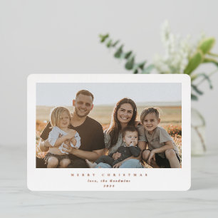 Elegant Minimal White Frame Single Photo Foil Holiday Card