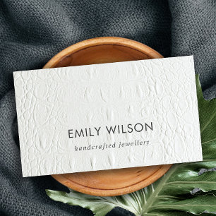 Elegant Minimal White Leather Texture Rustic Business Card