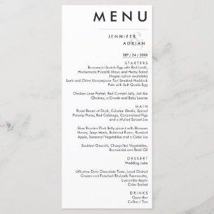 Elegant Minimal White Modern Wedding Menu