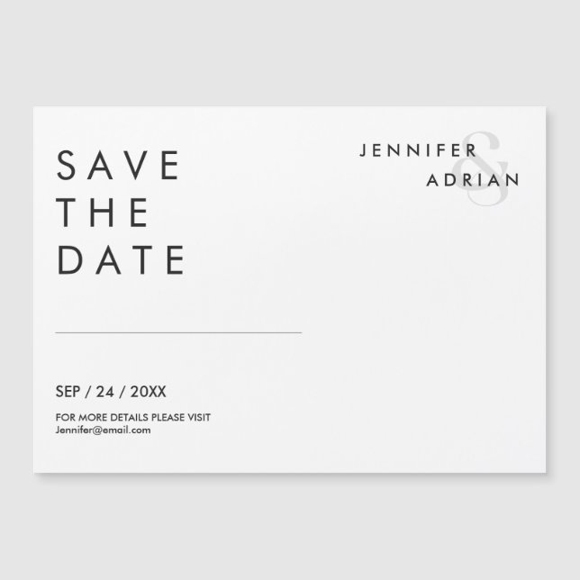 Elegant Minimal White Modern Wedding Save The Date (Front)