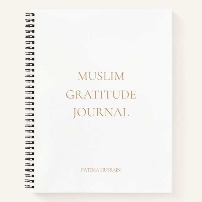Elegant Minimal White Muslim Gratitude Journal (Front)