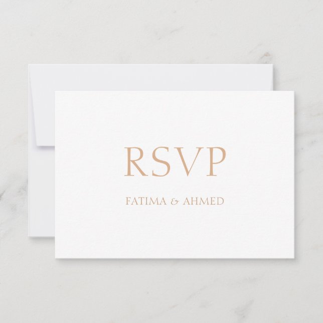 Elegant Minimal White Muslim Wedding RSVP Card (Front)