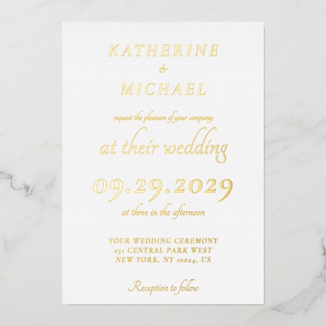 Elegant Minimal White Wedding Gold (Front)