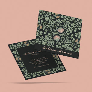 Elegant Minimal Wildflowers Botanical Sage Green Square Business Card