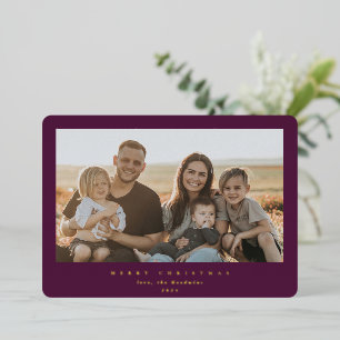 Elegant Minimal Winterberry Frame Single Photo Foil Holiday Card