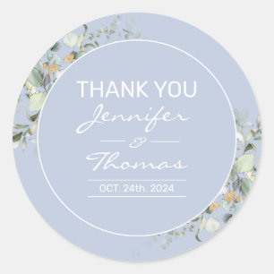 Elegant, Minimalism, Green Leaves Round Sticker