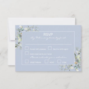 Elegant, Minimalism, Green Leaves RSVP Card