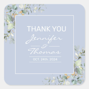 Elegant, Minimalism, Green Leaves  Square Sticker