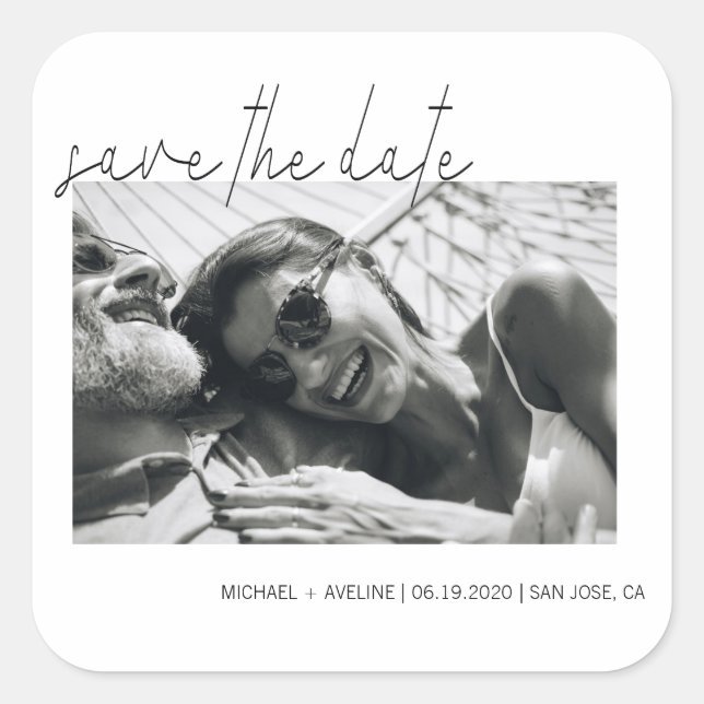 Elegant Minimalism ⎥Photo Save The Date Sticker (Front)