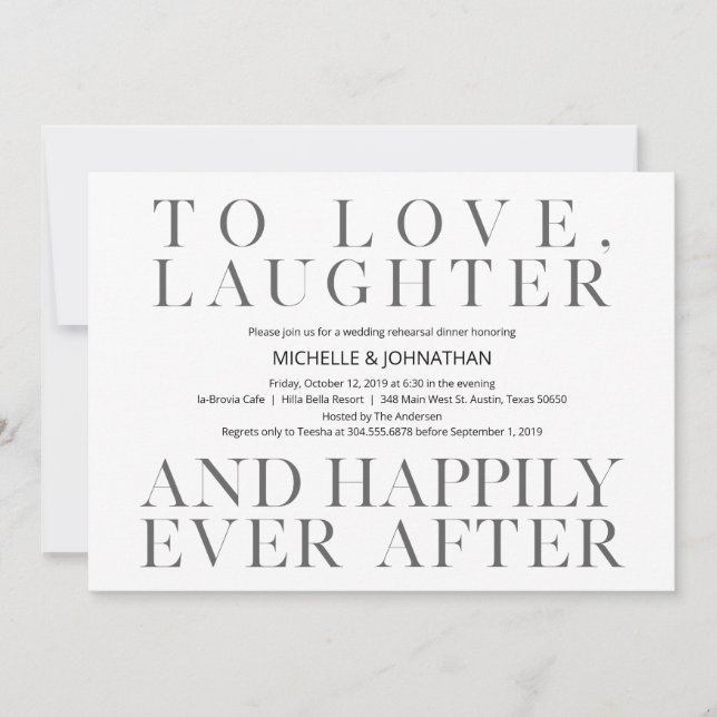 Elegant Minimalism Wedding Rehearsal Dinner Invitation (Front)