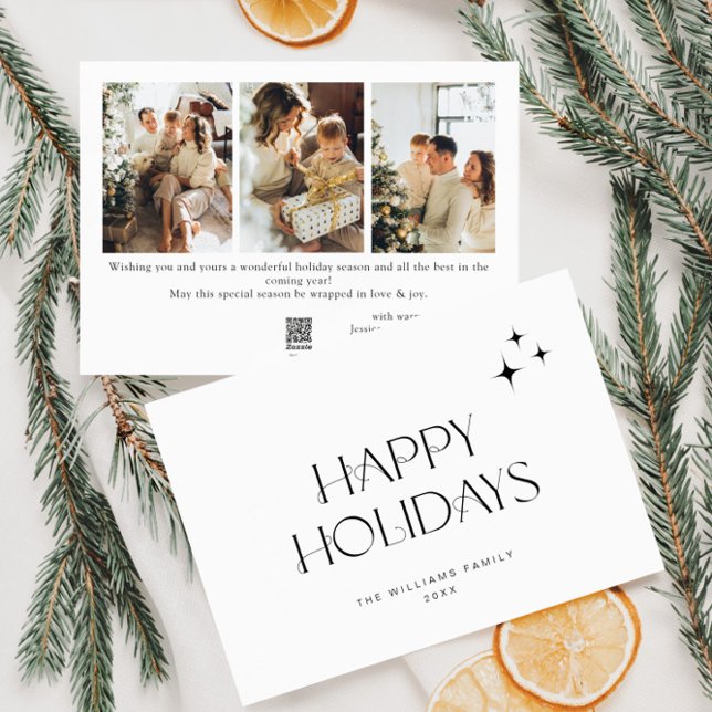 Elegant Minimalist 3 Photo Christmas Greeting Holiday Card (Creator Uploaded)