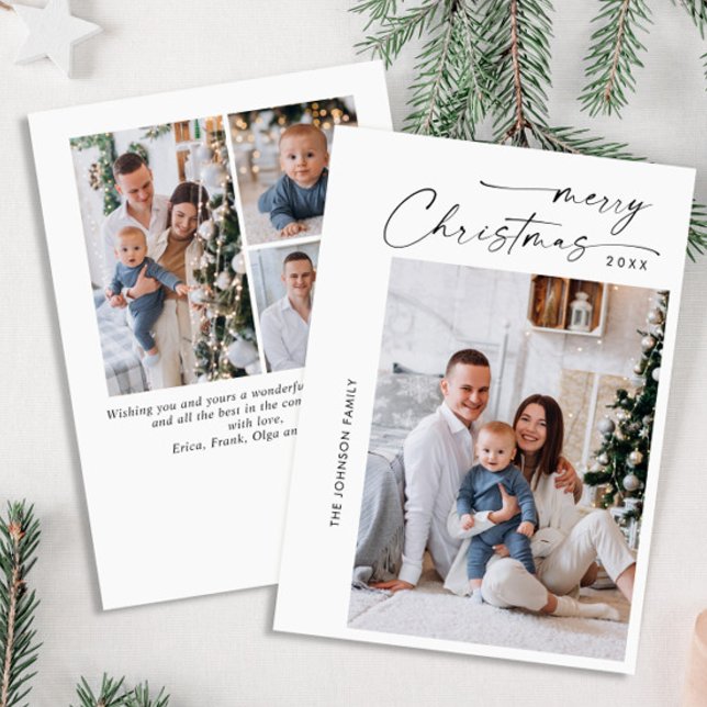 Elegant Minimalist 4 PHOTO Christmas Greeting Holiday Card (Creator Uploaded)