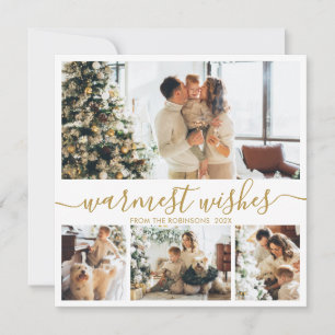 Elegant Minimalist 4 Photo Collage Christmas  Holiday Card