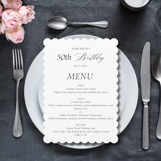 Elegant Minimalist 50th Birthday Menu (Creator Uploaded)
