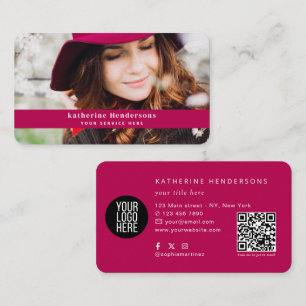 Elegant Minimalist add Photo& QR Code Logo Business Card