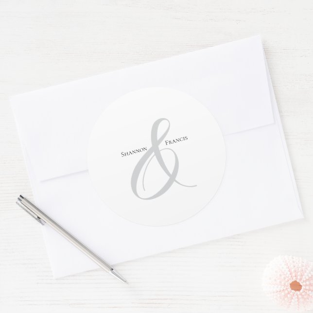 Elegant Minimalist Ampersand Round Stickers (Envelope)