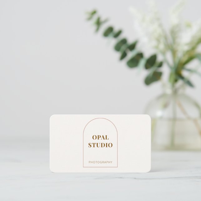 Elegant Minimalist Arch QR Code Business Card (Standing Front)