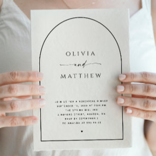 Elegant minimalist arch wedding Rehearsal dinner Invitation