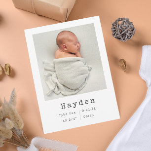 Elegant Minimalist Baby Announcement Photo Quote