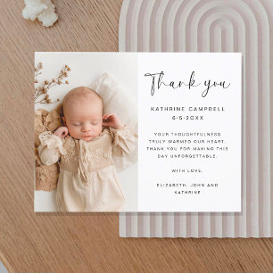 Elegant Minimalist Baptism Baby Shower Thank You