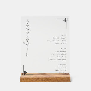 Elegant Minimalist Bar Menu Acrylic Sign
