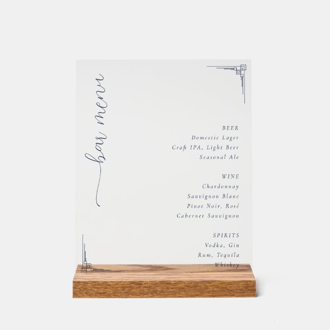 Elegant Minimalist Bar Menu Sign (Front)
