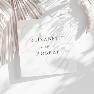 Elegant Minimalist Beige Monogram Wedding Napkin